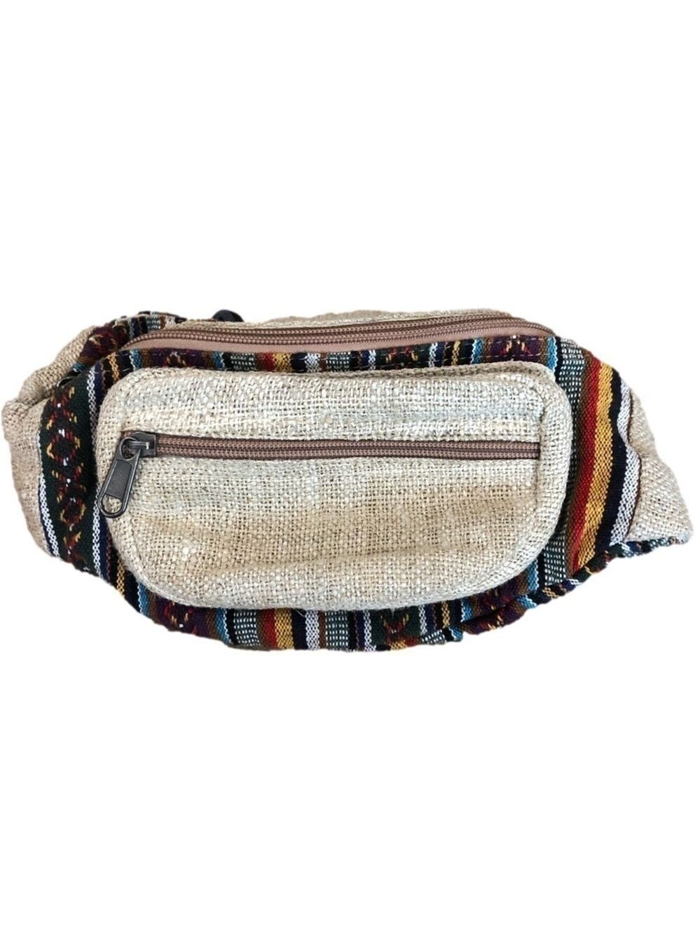 No brand Tribal print and burlap Fanny pack. Adjustable strap. 3 compartments.